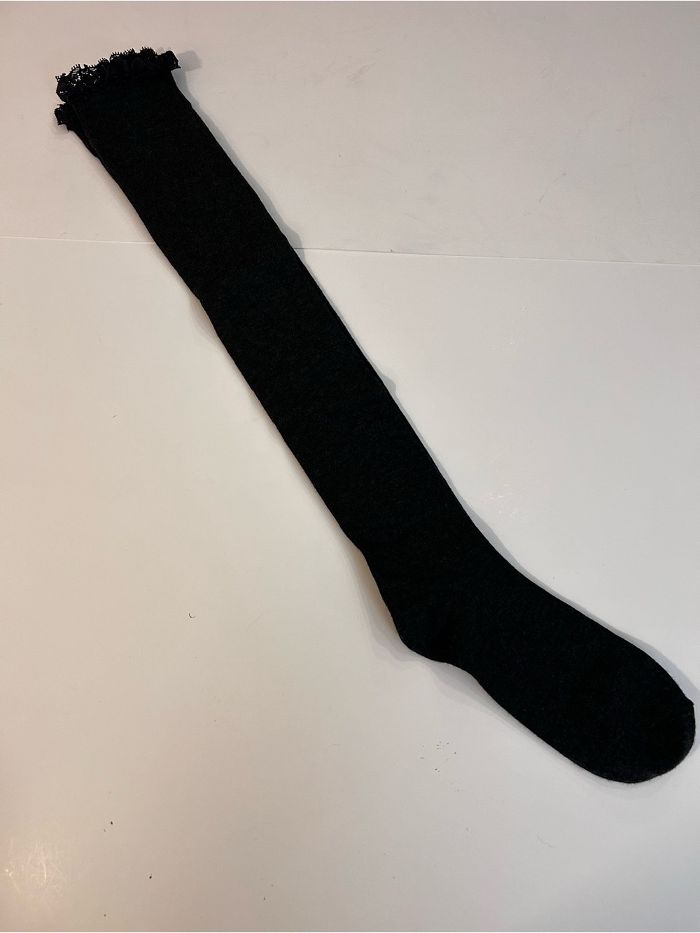 Women's Black Over-the-Calf Sock with Lace Trim